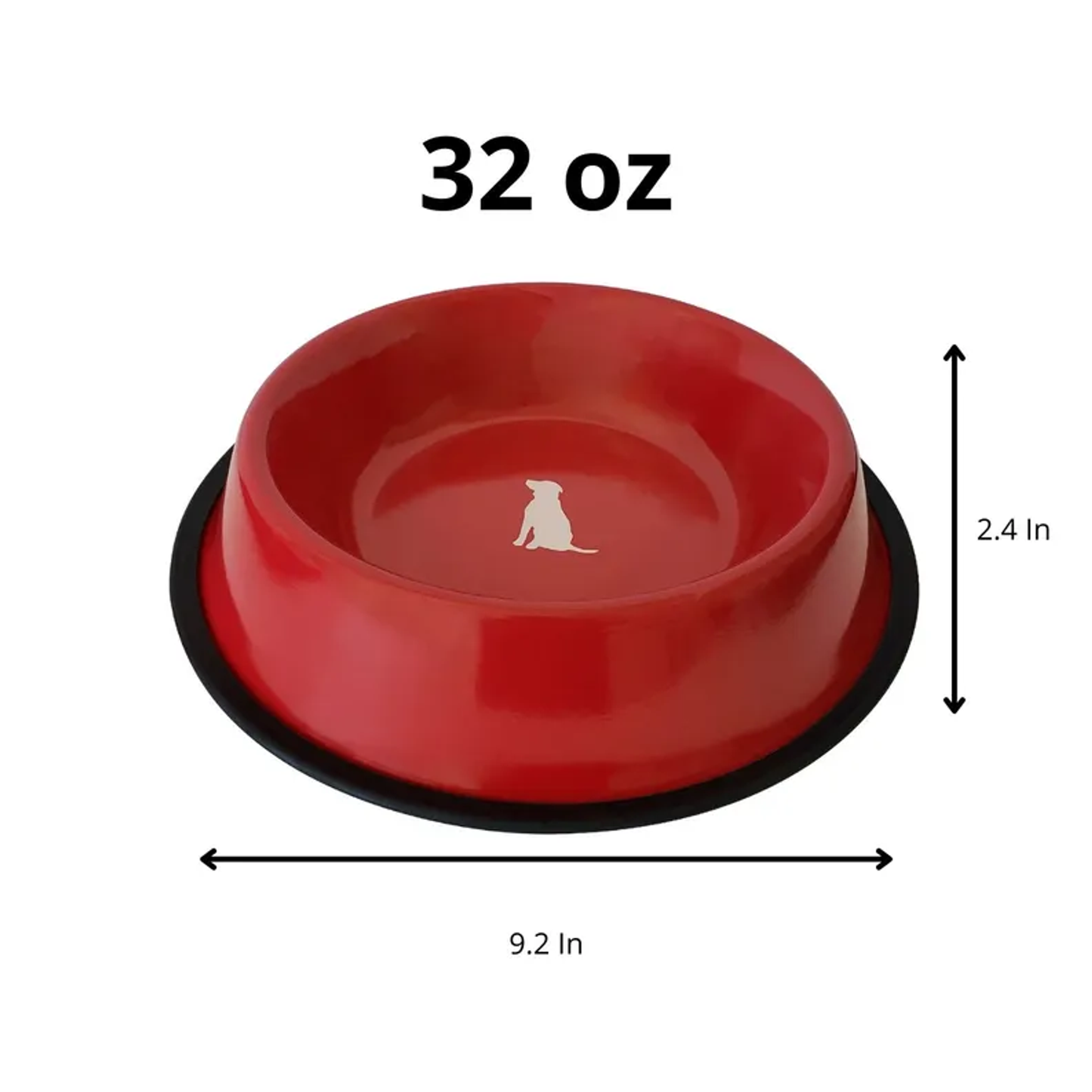 Non Skid Red Bowl With White Dog Design