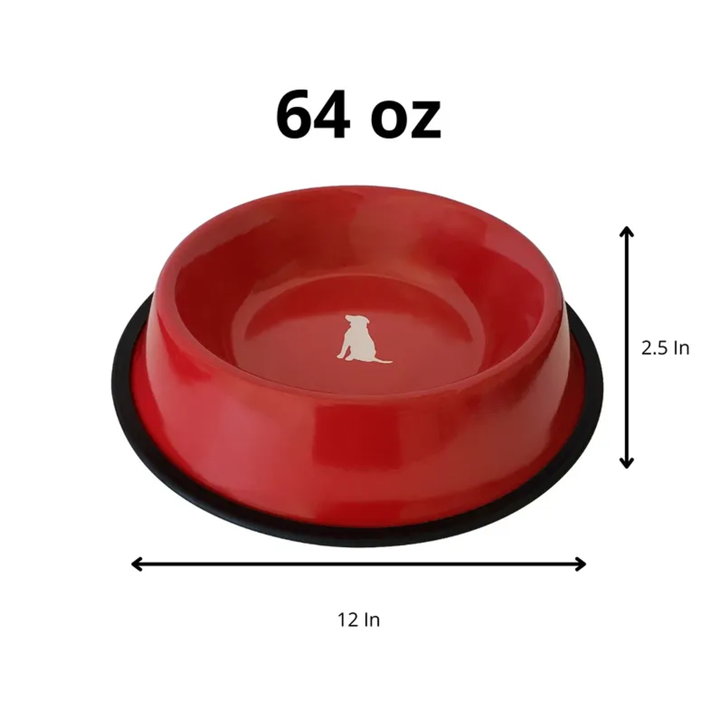 Non Skid Red Bowl With White Dog Design