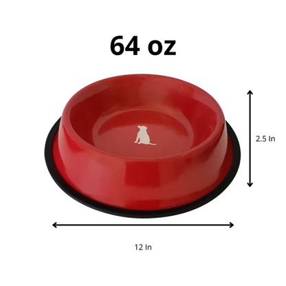 Non Skid Red Bowl With White Dog Design